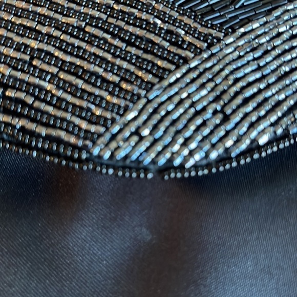 VINTAGE Delill Black Beaded Satin Envelope Clutch Evening Purse - Picture 11 of 11